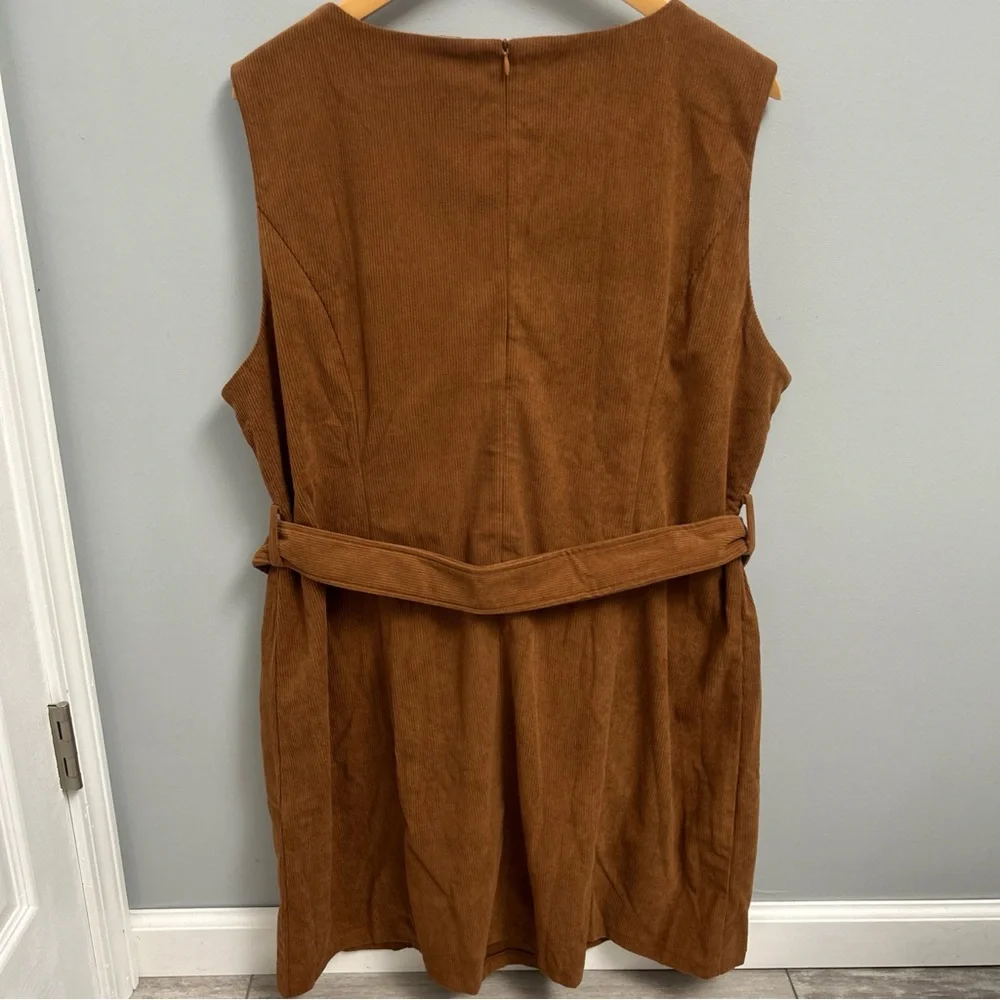 NWT Kancy Kole Brown Corduroy Pinafore Dress with Belt & Pockets - Picture 11 of 14